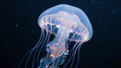 Translucent Jellyfish with Glowing Tentacles - Marine Life - AI generated image