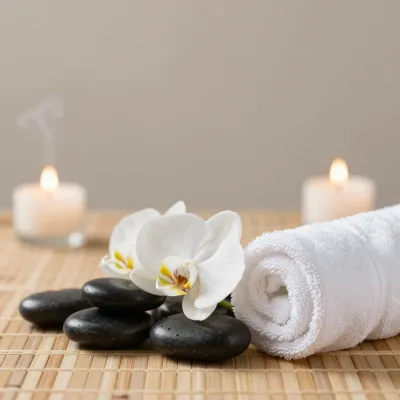 Zen Spa Arrangement with Orchid and Stones - Spa - AI generated image