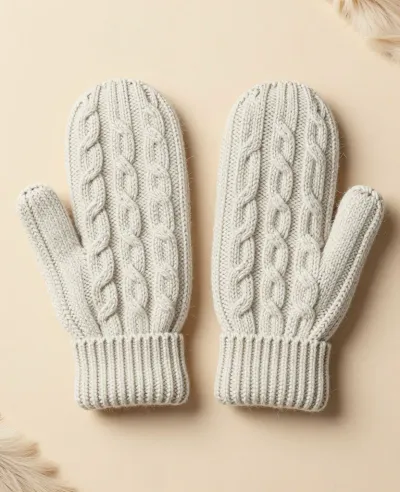 Cable-Knit Mittens Softly Lit - Fashion - AI generated image