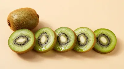 Kiwi Slices Rhythm on Beige Background - Food - AI generated image