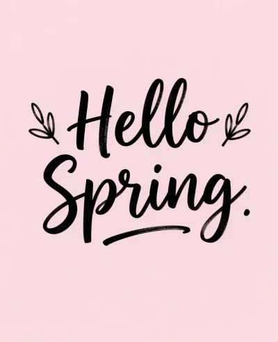 Spring Lettering with Leaf Illustrations - Typography - AI generated image