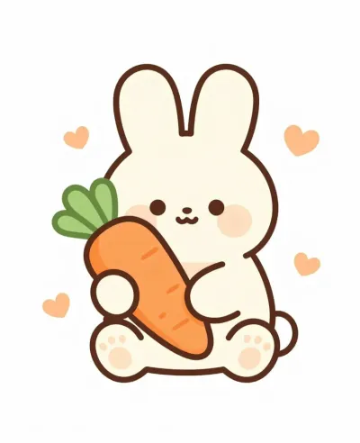 Bunny Holding Carrot with Soft Textures - Animals - AI generated image