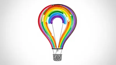 Rainbow Hot Air Balloon Brushstroke Art - Art - AI generated image