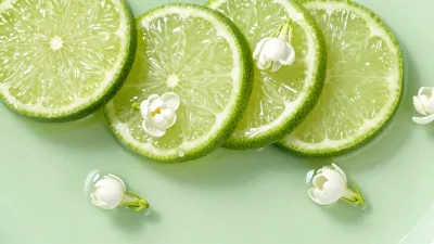 Sliced Limes with Jasmine Flowers - Food - AI generated image