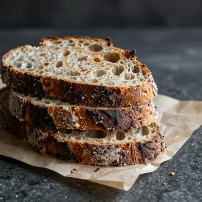 Crusty Bread Slices Textured with Salt and Pepper - Food - AI generated image
