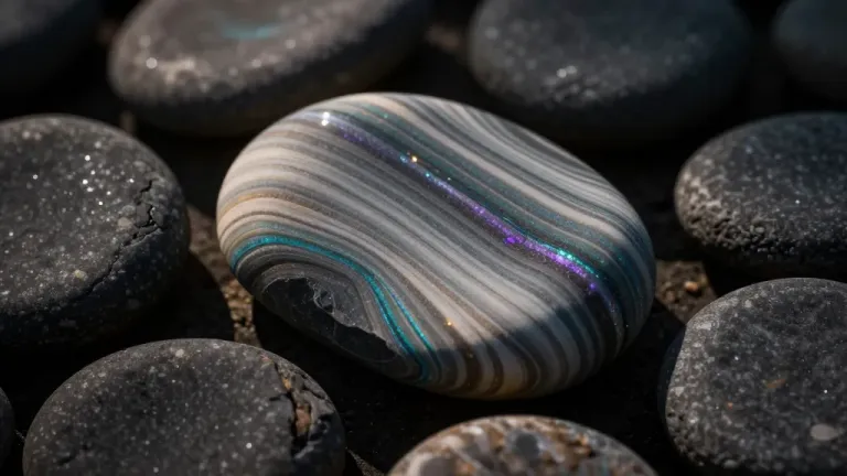 Iridescent Mineral Stone Reflecting Sunlight - Minerals - AI generated image