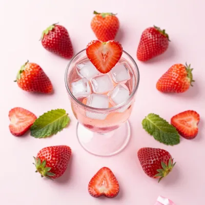 Strawberry Mocktail Heart Garnish - Food - AI generated image