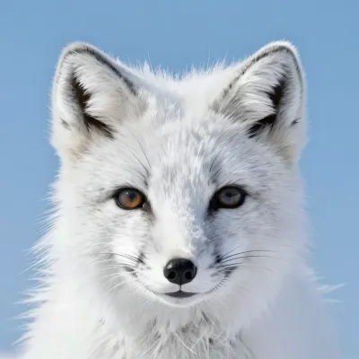 Arctic Fox Direct Gaze in Soft Sunlight - Wildlife - AI generated image