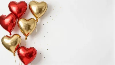 Heart-Shaped Balloons Gleaming in Soft Light - Celebration - AI generated image