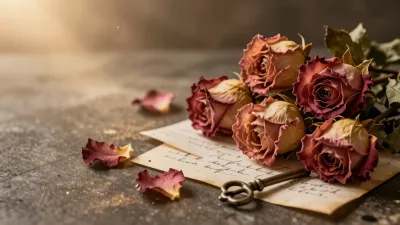 Dried Roses with Handwritten Notes - Still Life - AI generated image