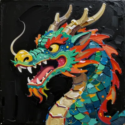 Dragon's Head with Scales and Horns - Fantasy - AI generated image