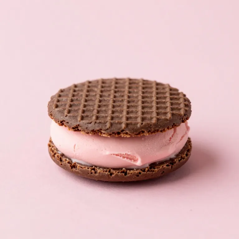 Chocolate Wafer Treat with Pink Filling - Food - AI generated image