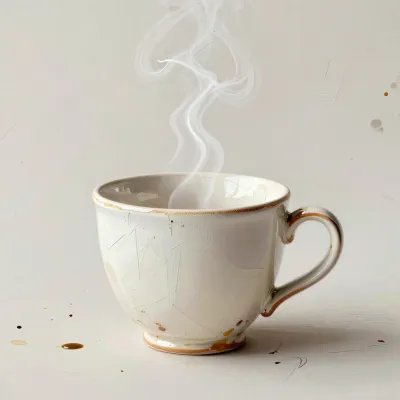 Steaming Coffee Cup with Subtle Chipping - Food - AI generated image