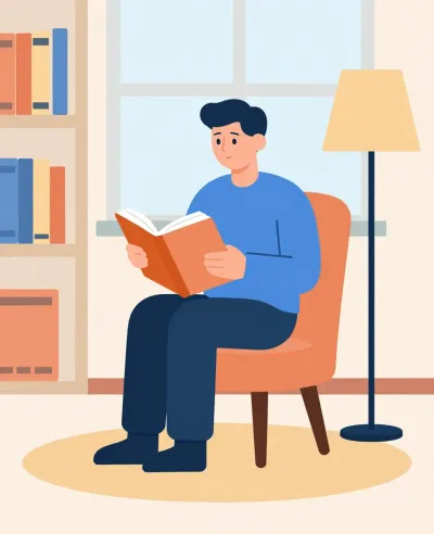 Man Reading in Cozy Armchair - People - AI generated image