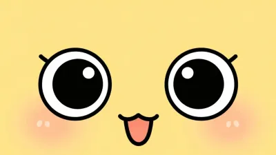 Cartoon Faces Peeking Yellow Background - Cartoon - AI generated image