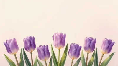 Lavender Tulips Softly Lit with Gentle Glow - Flowers - AI generated image