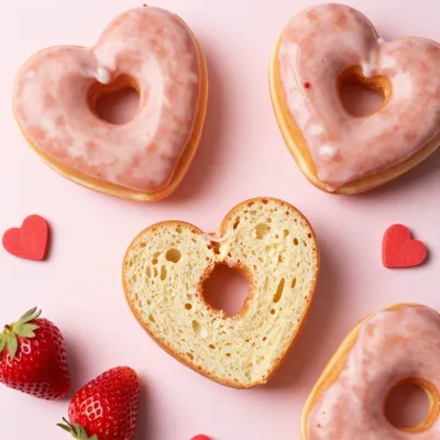 Heart-Shaped Donut with Pink Icing - Food - AI generated image