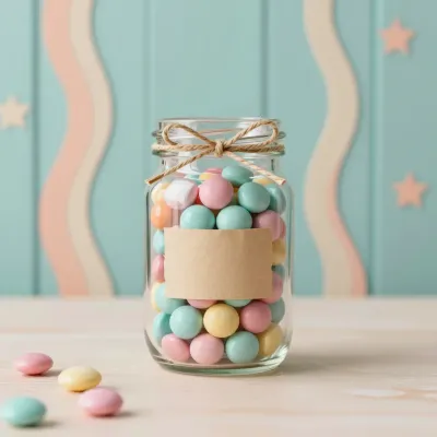 Pastel Candy Jar with Soft Lighting - Food - AI generated image
