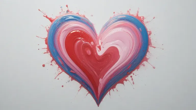Abstract Painted Heart with Splashes - Art - AI generated image
