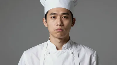 Chef in White Uniform Standing Upright - People - AI generated image