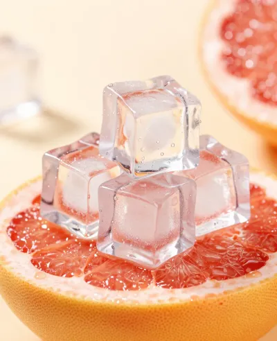 Ice Cubes on Grapefruit Slice - Food - AI generated image