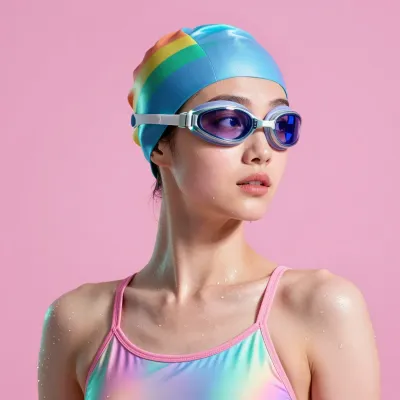 Rainbow Swimmer in Pastel Suit - People - AI generated image