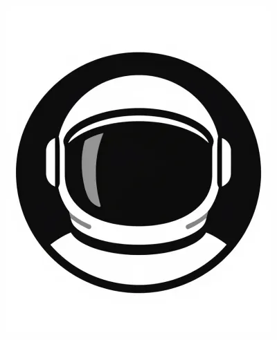 Astronaut Helmet Icon Glossy Reflection - Iconography - AI generated image