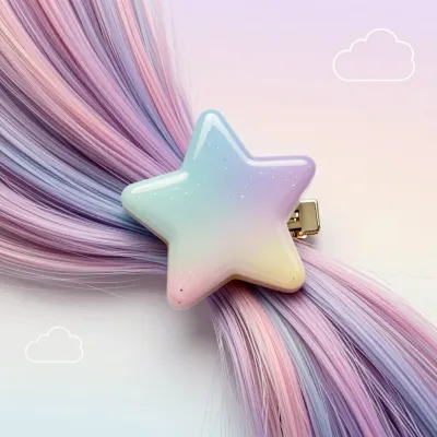 Pastel Star Hair Clip Dreamy Gradient - Hair Accessories - AI generated image