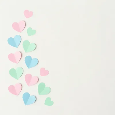 Pastel Hearts Descending on Soft Background - Stationery - AI generated image