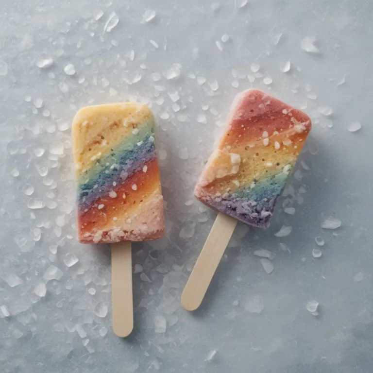 Rainbow Popsicles on Crushed Ice - Food - AI generated image