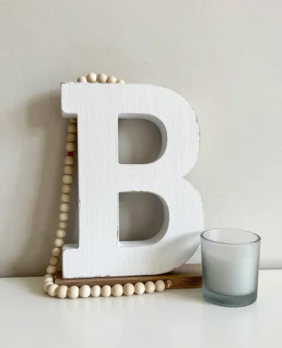 Rustic Letter B with Wooden Beads - Decor - AI generated image