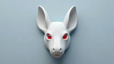 Glossy White Bat Icon with Red Eyes - Icons - AI generated image