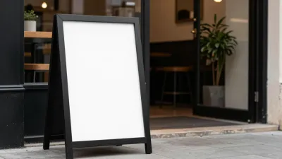 Chalkboard Frame Standing on Sidewalk - Furniture - AI generated image