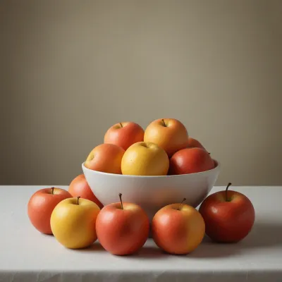 Pyramid of Apples in White Bowl - Food - AI generated image