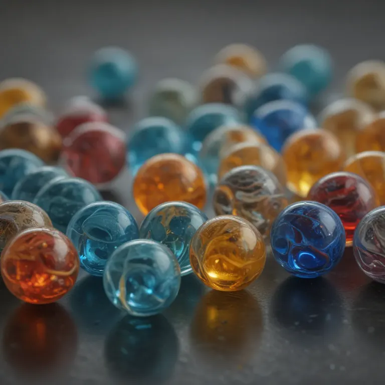 Glass Marbles Reflective Surface Close-Up - Still Life - AI generated image
