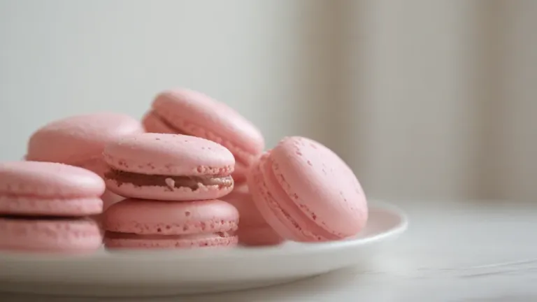 Pink Macarons with Chocolate Filling - Food - AI generated image