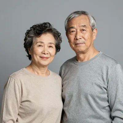 Elderly Couple Standing Close Together - Portrait - AI generated image