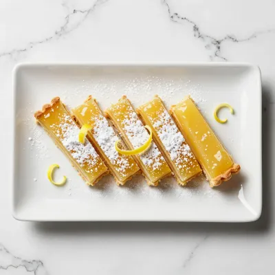 Lemon Tart Slices on White Plate - Food - AI generated image