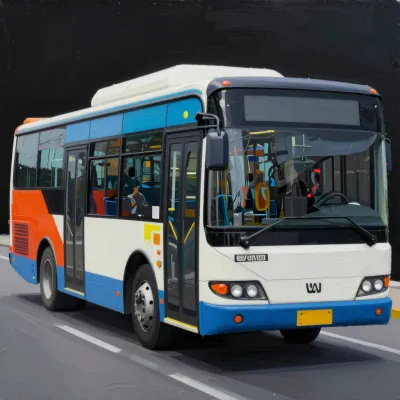 Neon City Bus Glossy Paint - Transportation - AI generated image
