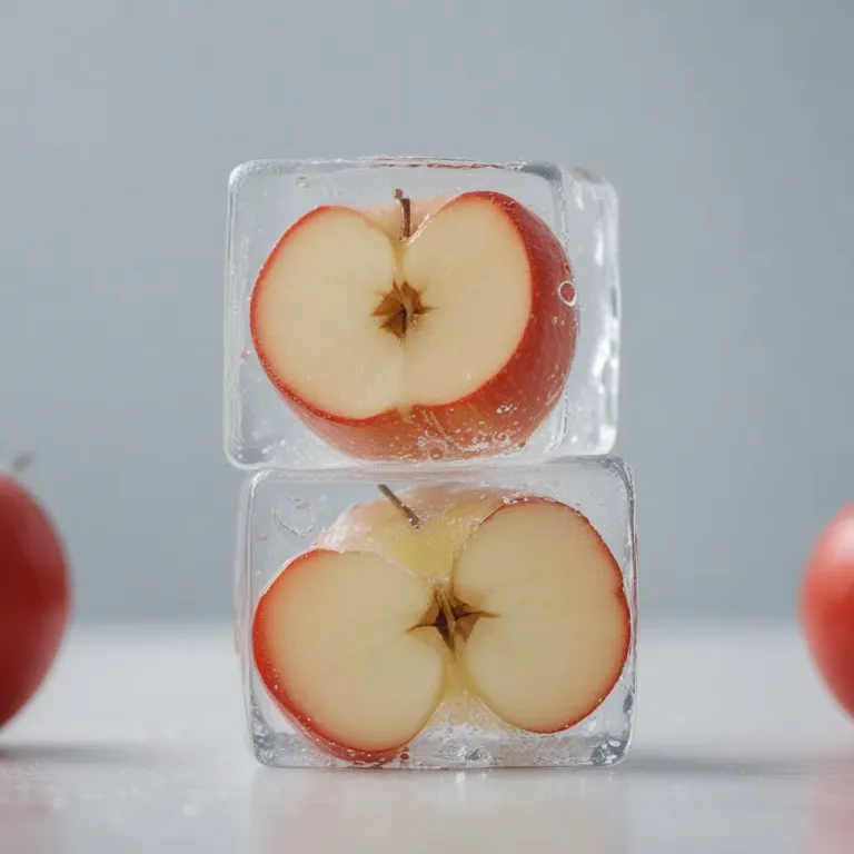 Sliced Apple Encased in Ice Cubes - Food - AI generated image