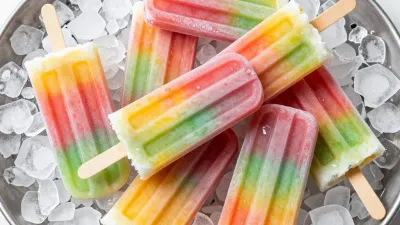 Rainbow Popsicles on Ice - Food - AI generated image