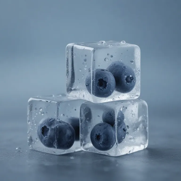 Blueberries Encased in Ice Cubes - Food - AI generated image