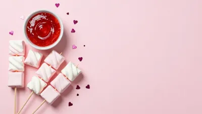 Marshmallows on Skewers with Dipping Sauce - Food - AI generated image