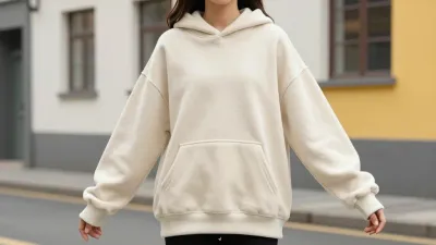 Cream Oversized Hoodie Soft Light Urban Portrait - Fashion - AI generated image