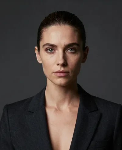 Dark-Haired Businesswoman in Dark Blazer - Portrait - AI generated image