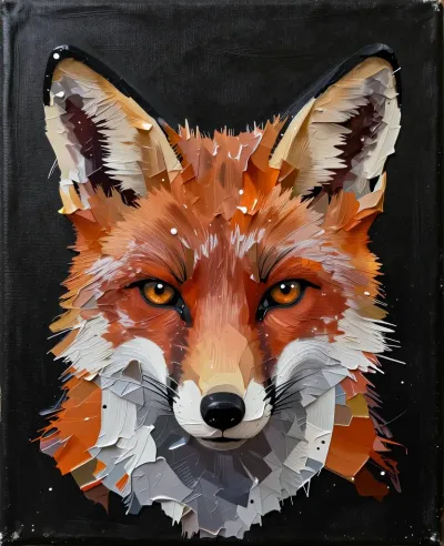 Fox Face Painted with Thick Strokes - Wildlife - AI generated image
