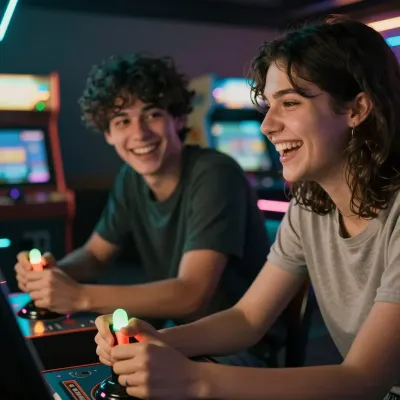 Arcade Friends Laughing at Game - People - AI generated image