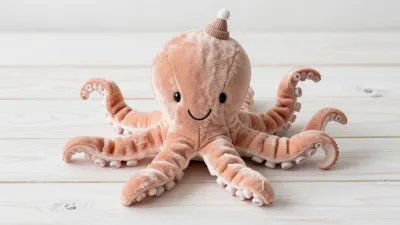 Plush Octopus Toy with Suction-Cup Tentacles - Plush Toys - AI generated image