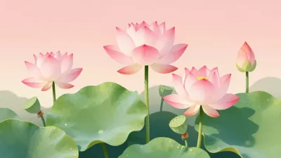 Lotus Flowers Blooming in Soft Light - Flowers - AI generated image