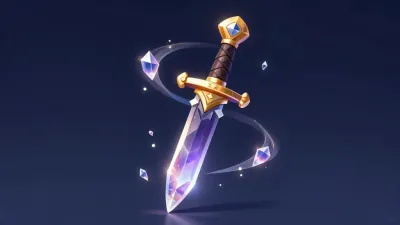 Crystal Dagger with Gemstone Blade - Weapon - AI generated image